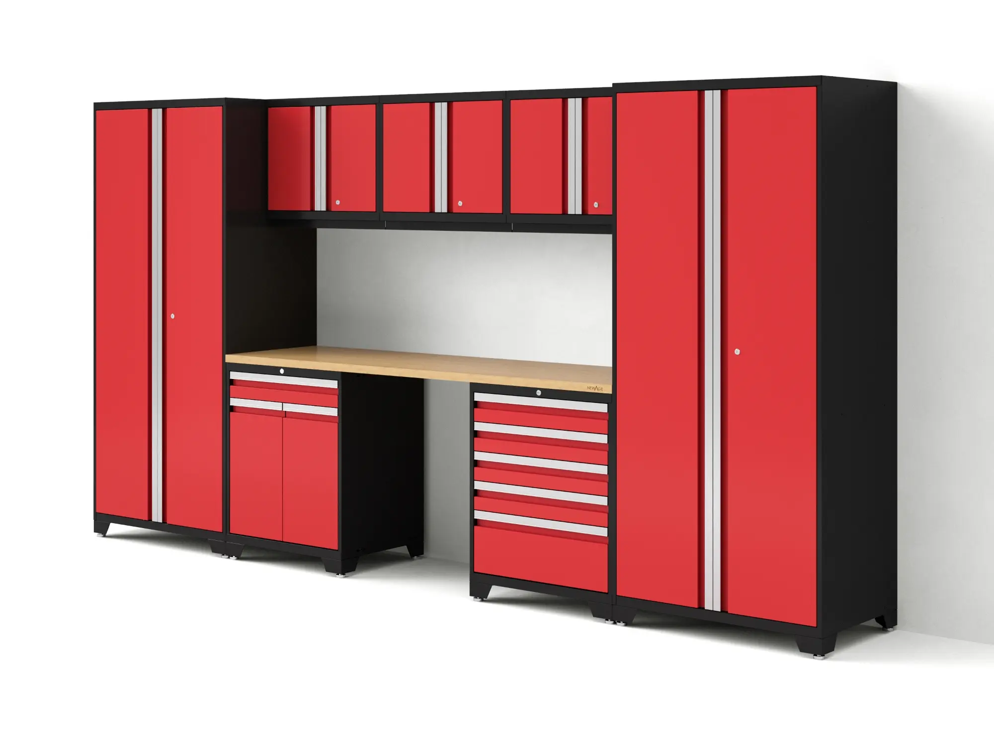 NewAge Pro Series 8PC Garage Cabinetry Set Ā· 18-Gauge Steel Ā· Fully-Welded Ā· 156" W x 24" D x 84.75" H
