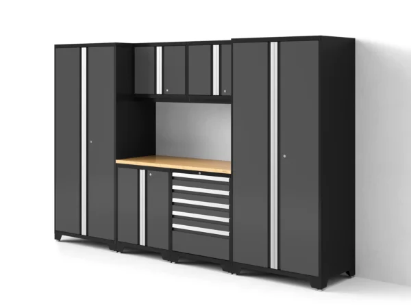 NewAge Pro Series 7PC Garage Cabinetry Set · 18-Gauge Steel · Fully-Welded · 128" W x 24" D x 84.75" H